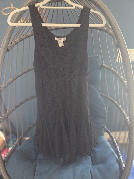 Pinky Dresses & Skirts - Pinky Black Lace Tank Dress with Ruffled Hem